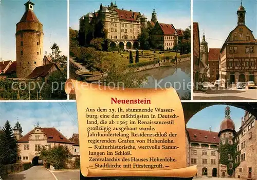 AK / Ansichtskarte Neuenstein_Wuerttemberg Wasserburg Schloss Chronik Neuenstein_Wuerttemberg