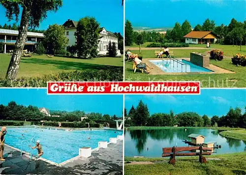 AK / Ansichtskarte Hochwaldhausen_Ilbeshausen Park Schwimmbad Wassertretanlage Weiher Hochwaldhausen