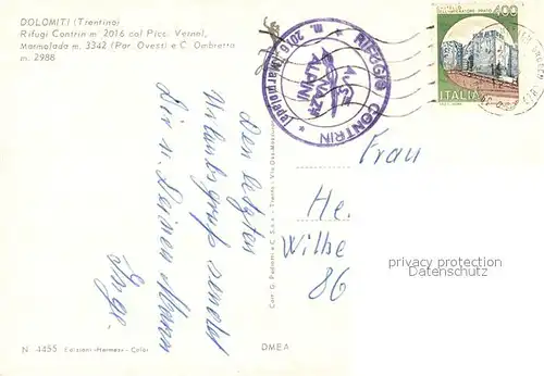 AK / Ansichtskarte Dolomiti Rifugi Contrin col Picco Vernel Marmolada Dolomiti