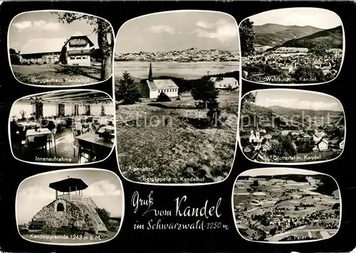 AK / Ansichtskarte Waldkirch_Breisgau Berggasthaus Kandel Bergkapelle Panorama Innenaufnahme Glottertal Kandelpyramide St Peter Waldkirch Breisgau