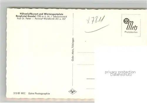 AK / Ansichtskarte Waldkirch_Breisgau Berghotel Kandel Panorama Waldkirch Breisgau