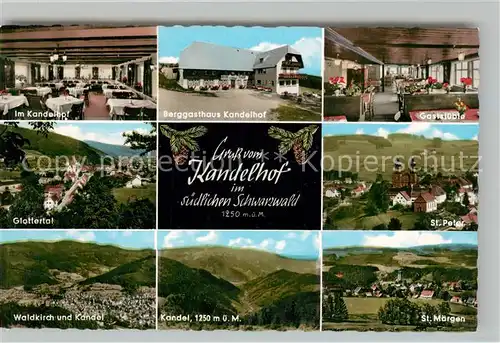 AK / Ansichtskarte Waldkirch_Breisgau Berggasthaus Kandelhof Speisesaal Glottertal St Peter Stadtblick Kandel St Maergen Waldkirch Breisgau