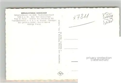 AK / Ansichtskarte Waldkirch_Breisgau Berggasthaus Kandelhof Speisesaal Glottertal St Peter Stadtblick Kandel St Maergen Waldkirch Breisgau