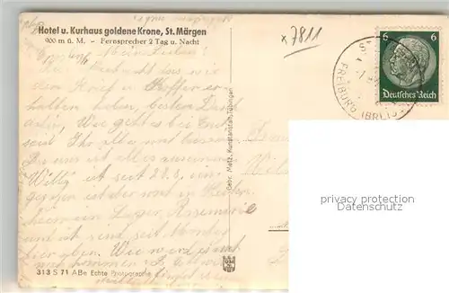 AK / Ansichtskarte St_Maergen Hotel und Kurhaus goldene Krone mit Kirche St_Maergen
