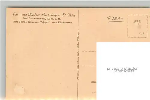 AK / Ansichtskarte St_Peter_Schwarzwald Gast und Kurhaus Lindenberg St_Peter_Schwarzwald
