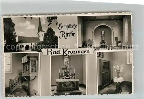 AK / Ansichtskarte Bad_Krozingen Ev Kirche Inneres Kanzel Altar Taufbecken Bad_Krozingen