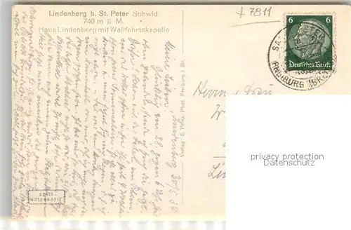 AK / Ansichtskarte St_Peter_Schwarzwald Haus Lindenberg Kurhaus und Wallfahrtskirche St_Peter_Schwarzwald