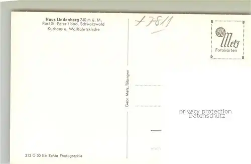AK / Ansichtskarte St_Peter_Schwarzwald Haus Lindenberg Kurhaus und Wallfahrtskirche St_Peter_Schwarzwald