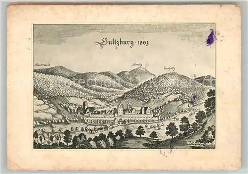 AK / Ansichtskarte Sulzburg_Freiburg Altes Staedtebild von 1663 Sulzburg Freiburg