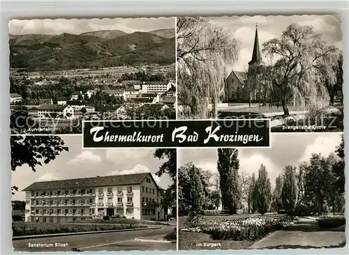 AK / Ansichtskarte Bad_Krozingen Kurviertel Ev Kirche Sanatorium Siloah Im Kurpark Bad_Krozingen