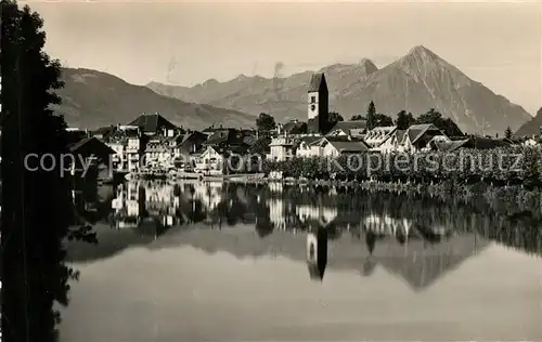 AK / Ansichtskarte Interlaken_BE Kirche Unterseen Niesen Interlaken_BE