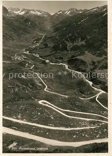 AK / Ansichtskarte Furkastrasse Fliegeraufnahme Urserntal Furkastrasse