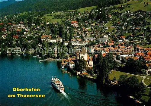 AK / Ansichtskarte Oberhofen_Thunersee Fliegeraufnahme Oberhofen Thunersee