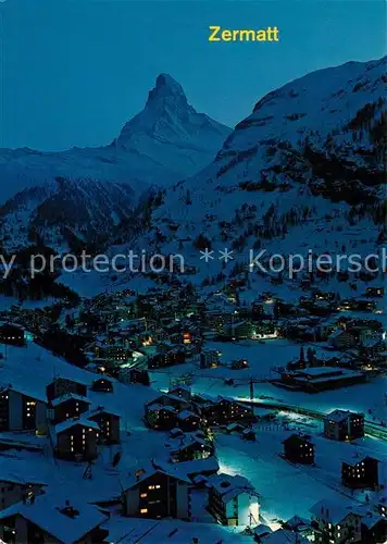 AK / Ansichtskarte Zermatt_VS Matterhorn Nacht Zermatt_VS