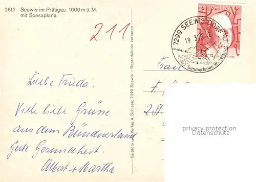 AK / Ansichtskarte Seewis_GR Scesaplana Seewis_GR