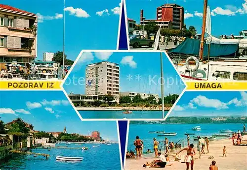 AK / Ansichtskarte Umag_Umago_Istrien Strand Hafen  Umag_Umago_Istrien