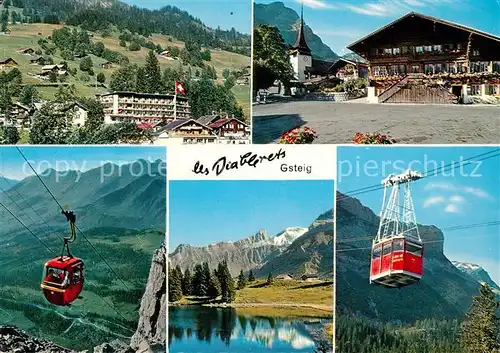AK / Ansichtskarte Gsteig Les Diablerets Grand Hotel Kirche Baeren Seilbahn Gsteig