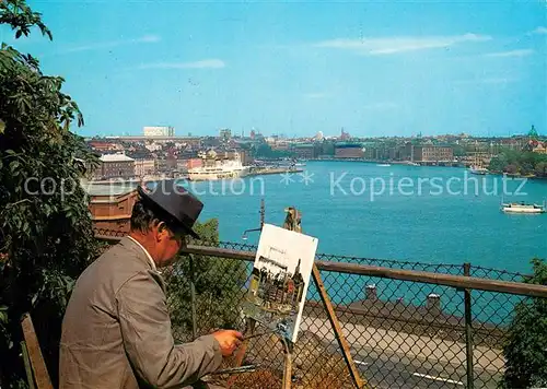 AK / Ansichtskarte Stockholm Maler Hafen Stockholm