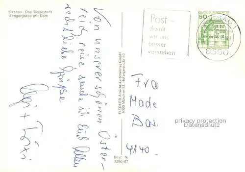 AK / Ansichtskarte Passau Zengergasse Dom Passau