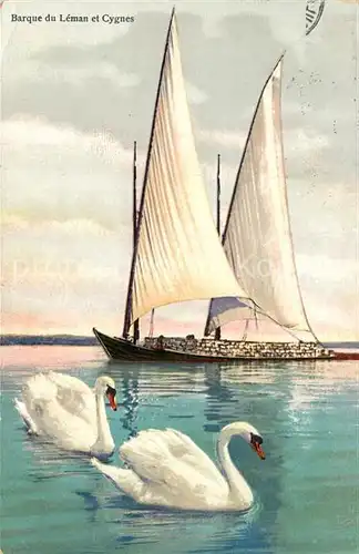 AK / Ansichtskarte Segelboote Barque du Leman Cygnes  Segelboote