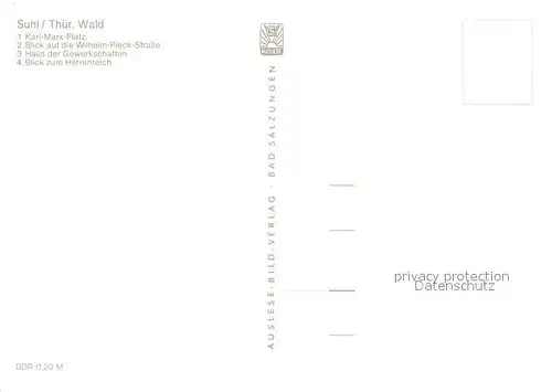 AK / Ansichtskarte Suhl_Thueringer_Wald Karl Marx Platz Wilhelm Pieck Strasse Haus der Gewerkschaften Herrenteich Suhl_Thueringer_Wald