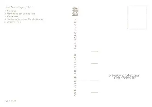 AK / Ansichtskarte Bad_Salzungen Kurhaus Hochhaus Leninplatz Markt Kindersanatorium Charlottenhall Gradierwerk Wappen Bad_Salzungen