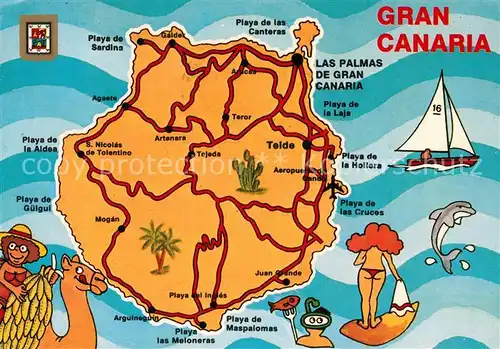 AK / Ansichtskarte Gran_Canaria Mapa de la Isla Landkarte Gran Canaria