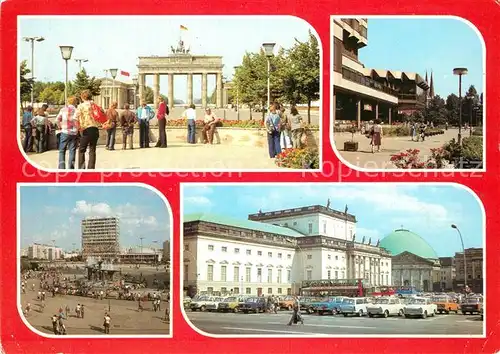 AK / Ansichtskarte Berlin Brandenburger Tor Palasthotel Alexanderplatz Deutsche Staatsoper Hauptstadt der DDR Berlin