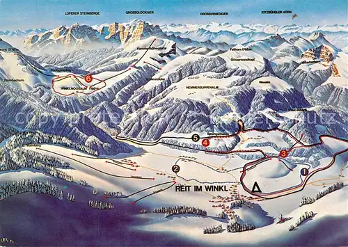 AK / Ansichtskarte Reit_Winkl Langlaufzentrum uebersichtskarte Wintersportplatz Alpen Reit_Winkl
