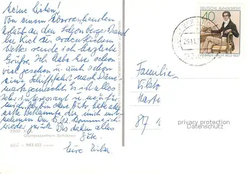 AK / Ansichtskarte Kiel Olympiazentrum Schilksee Hafen Segelboote Kiel