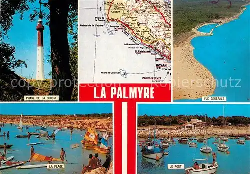 AK / Ansichtskarte La_Palmyre Le Phare Plage et le Port vue aerienne Map La_Palmyre