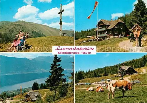 AK / Ansichtskarte Millstatt_Millstaettersee Lammersdorferhuette Millstaetteralpe Jufenhoehe Gipfelkreuz Bergwandern Wegekreuz Almvieh Kuehe Alpenpanorama Millstatt_Millstaettersee