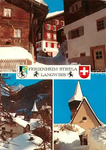 AK / Ansichtskarte Langwies_GR Ferienheim Strela Kirche Langwies GR
