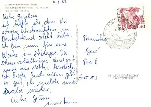 AK / Ansichtskarte Langwies_GR Ferienheim Strela Kirche Langwies GR