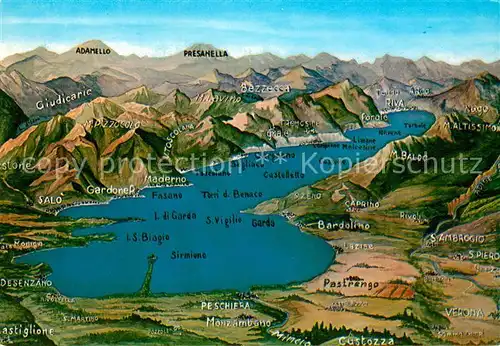 AK / Ansichtskarte Lago_di_Garda Panoramakarte Lago_di_Garda