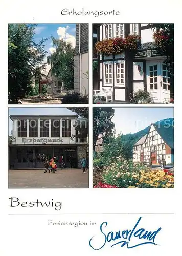 AK / Ansichtskarte Bestwig Brunnen Gaststaette Erzbergwerk Fachwerk Bestwig