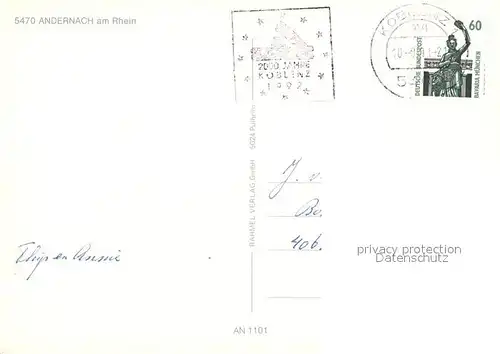 AK / Ansichtskarte Andernach Schloss Kurpark Turm Fontaene Kirche Andernach