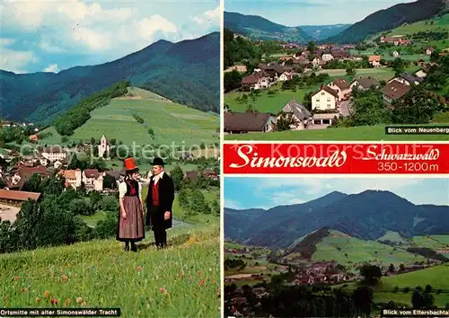 AK / Ansichtskarte Simonswald Simonswaelder Tracht Blick vom Neuenberg und Ettersbachtal Simonswald
