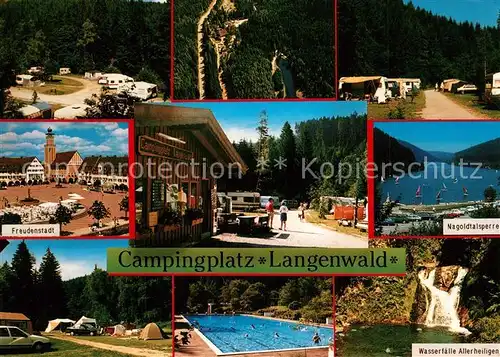 AK / Ansichtskarte Freudenstadt Campingplatz Langenwald Teilansichten Nagoldtalsperre Schwimmbad Wasserfaelle Allerheiligen Freudenstadt