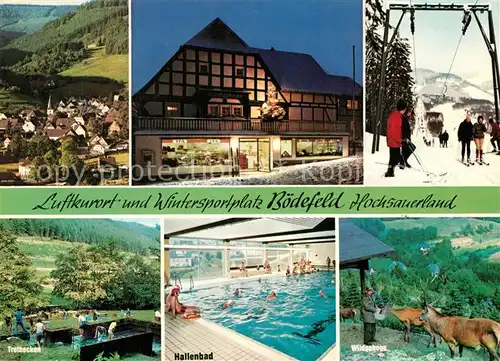 AK / Ansichtskarte Boedefeld Kaufhaus Schlepplift Tretbecken Hallenbad Wildgehege Boedefeld