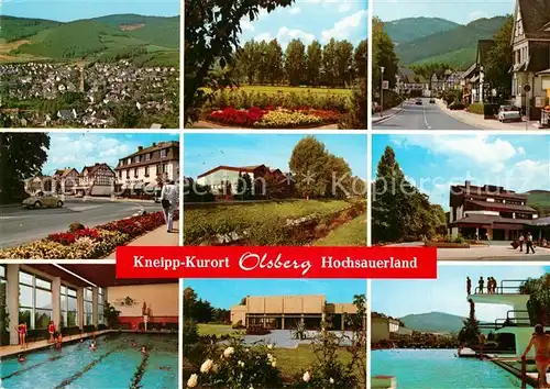 AK / Ansichtskarte Olsberg_Sauerland Panorama Park Strassenpartien Hallen und Freibad Olsberg_Sauerland