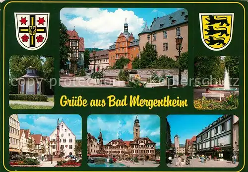 AK / Ansichtskarte Bad_Mergentheim Pavillon Ortsmotive Brunnen Marktplatz Bad_Mergentheim