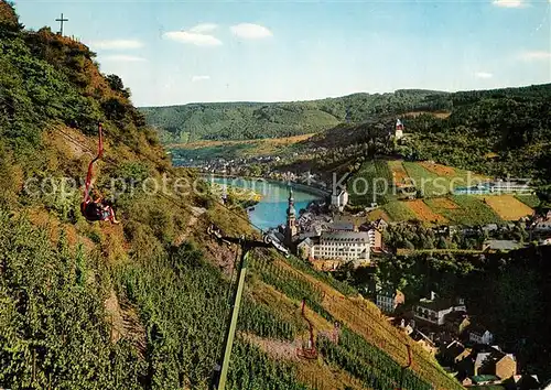 AK / Ansichtskarte Cochem_Mosel mit Burg Cochem Seilbahn und Pinnerkreuz Cochem Mosel