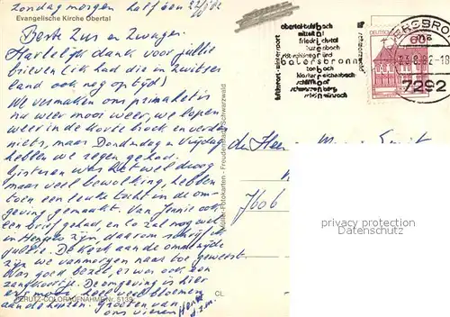 AK / Ansichtskarte Obertal_Baiersbronn Ev Kirche Obertal Baiersbronn