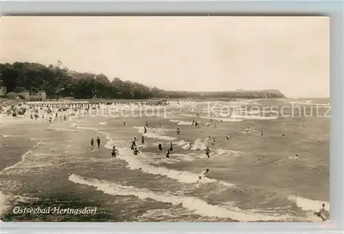 AK / Ansichtskarte Heringsdorf_Ostseebad_Usedom Strand Wellengang Heringsdorf_Ostseebad