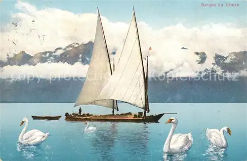 AK / Ansichtskarte Segelboote Barque du Leman Schwaene  Segelboote