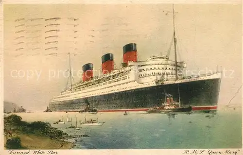 AK / Ansichtskarte Dampfer_Oceanliner R.M.S. Queen Mary Cunard White Star Dampfer Oceanliner
