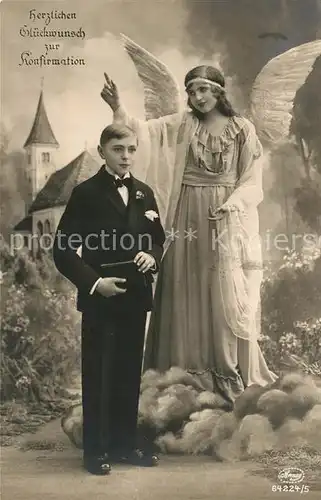 AK / Ansichtskarte Foto_Amag_Nr. 64224 5 Konfirmation Junge Schutzengel Foto_Amag_Nr.