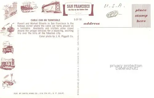 AK / Ansichtskarte Strassenbahn Cable Car on Turntable San Francisco  Strassenbahn