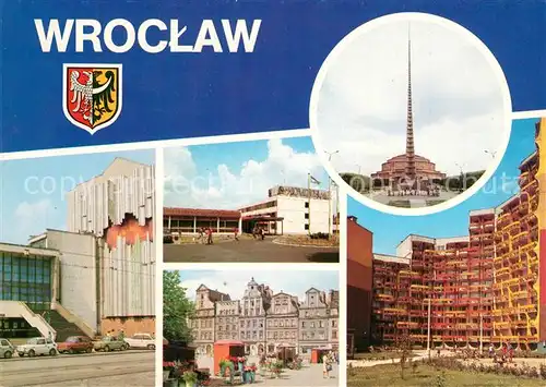 AK / Ansichtskarte Wroclaw Hala Ludowa Jahrhunderthalle Philharmonie Novotel Hotel Platz Siedlung Hochhaeuser Wroclaw